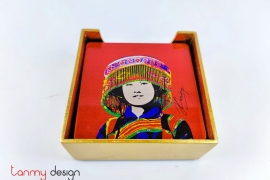 Set of 6 ethnic girl coasters with box